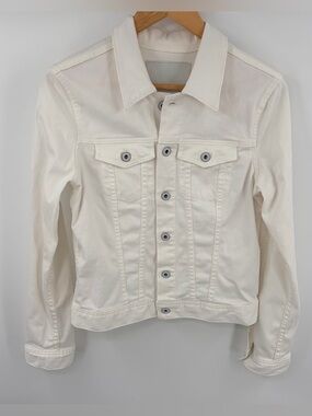 AG Robyn white trucker denim jacket women’s L preppy stretch minimalist